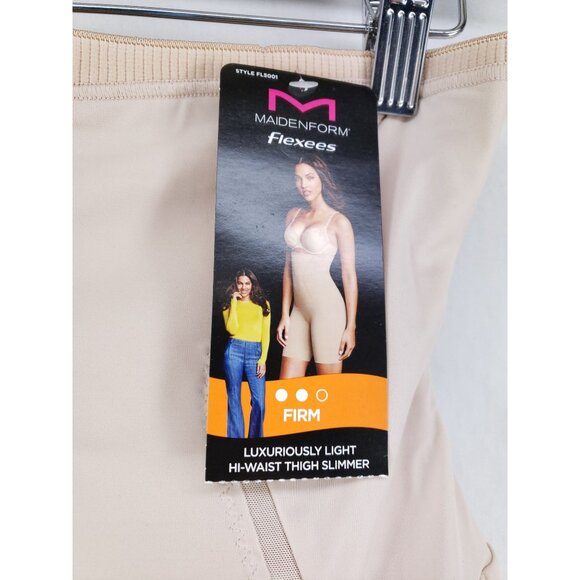 Maidenform Flexees Firm Hold Hi-Waist Thigh Slimmer Large Nude Anti-Static Shape - Picture 2 of 9